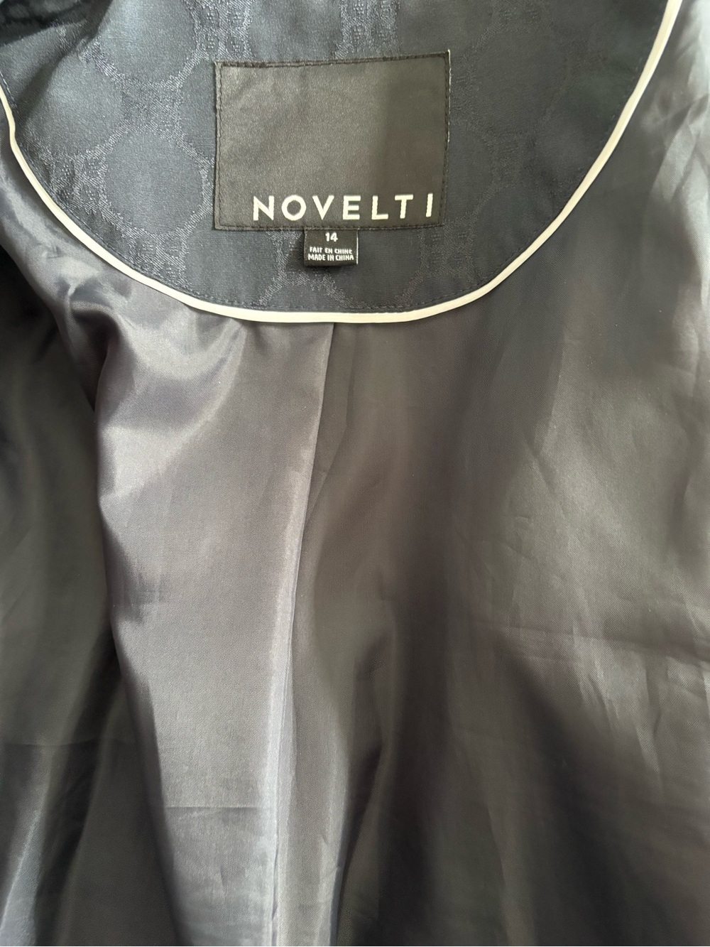 Women's Navy Spring/Fall Patterned Button-Front Coat - Picture 3 of 6